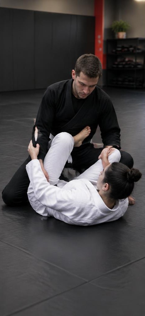 Guard Passes im Brazilian Jiu-Jitsu-Training – KI-generiertes Demomotiv