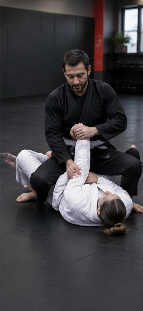 Hebel & Würgegriffe im Brazilian Jiu-Jitsu-Training – KI-generiertes Demomotiv