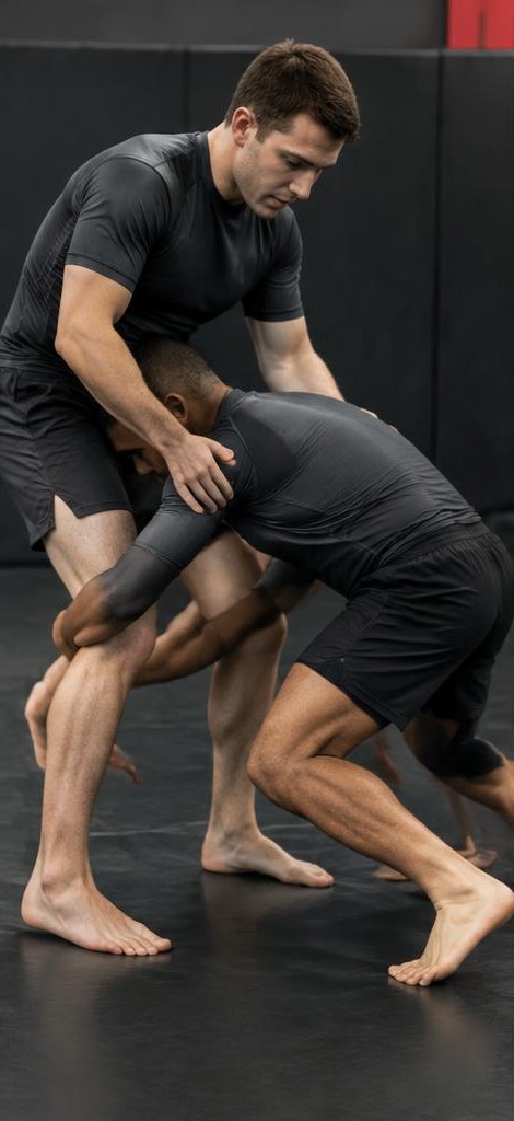 Takedowns & Abwehr im No-Gi Grappling-Training – KI-generiertes Demomotiv